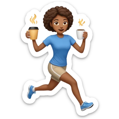 Morning Coffee Runner black woman  sticker