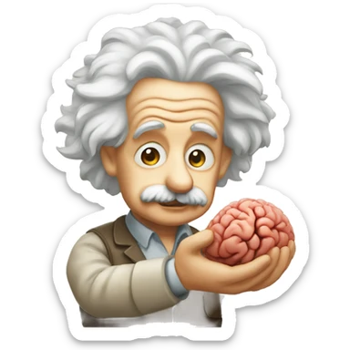 albert einstein holding brain in his hands sticker
