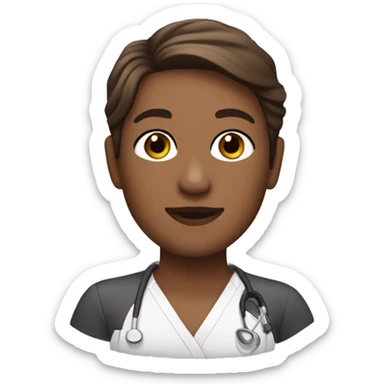 Esthetician with brown hair and is fitzpatrick 3 sticker