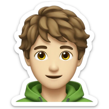 japanese guy with green eyes and brown hair sticker
