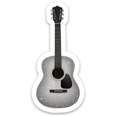 Silver sparkly acoustic guitar sticker