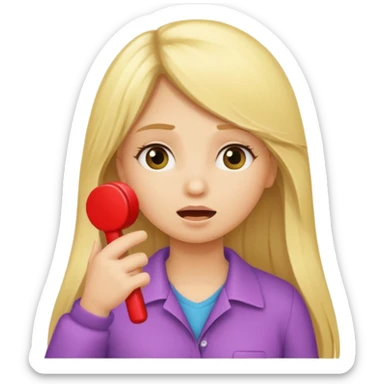 blonde cartoon girl long hair calling for a timeout sticker
