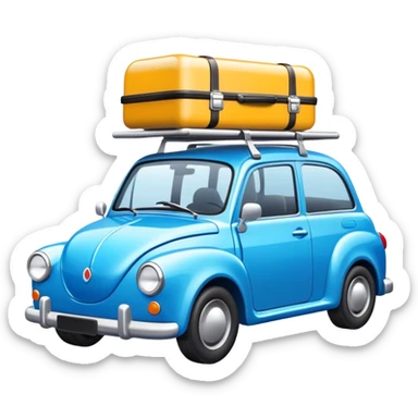 Road trip car with roof luggage rack sticker
