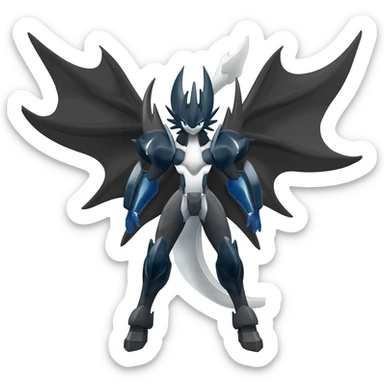 Shiny Black Grey White and Dark-Blue Trico-Nargacuga-Silvally-Absol-fusion sticker