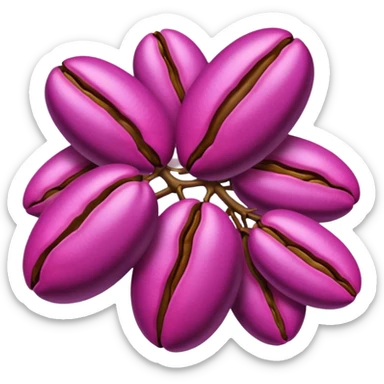 Create minimalist emoji in the style of Coffee Lover — a coffee shop and roastery brand.
Style: cozy, warm.
Colors — purple-pink range.
🫘 coffee beans sticker