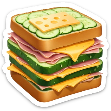 cucumber sandwich without excessive cucumber. with meat in them. bread slightly toasted. and melted cheese. make the cucumber dominant sticker