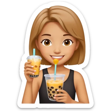 Girl drinking boba sticker