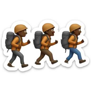 3 brown men hiking up a mountain sticker
