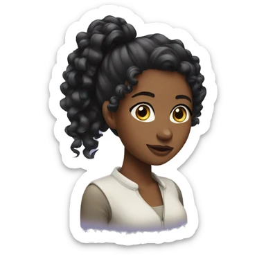 Black girl with curly ponytail sticker