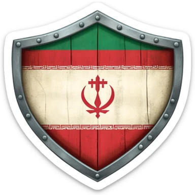 rectangular shield with old the flag of Iran sticker