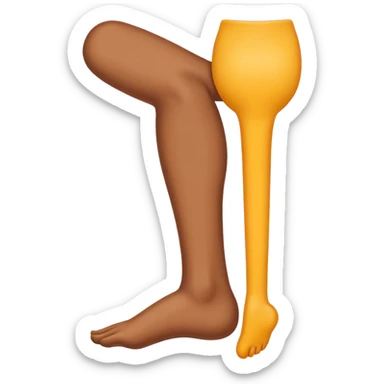 Emoji-style illustration of a single human leg, isolated from the body. Smooth, clean vector style, bright flat colors, bold outlines, minimal shading, rounded shapes, high-resolution emoji aesthetic. sticker