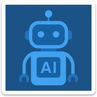 an AI agent, minimal, geometric, blue tones sticker