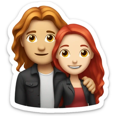 White Man with long hair hugging a white red hair woman sticker