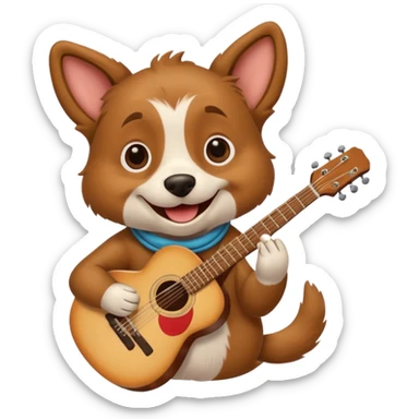 happy dog playing guitar sticker