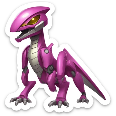 a Genesect-Raptor-Fakémon—hybrid with a futuristic visor-helmet full body sticker