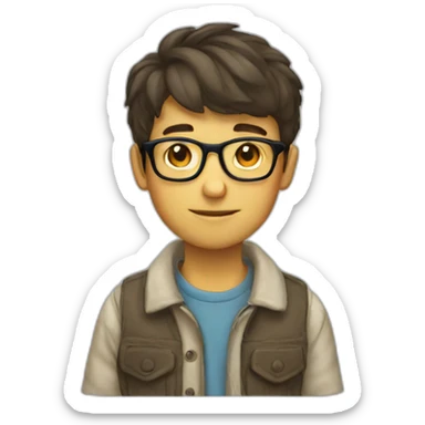 Boy with glasses short hair nerd sticker