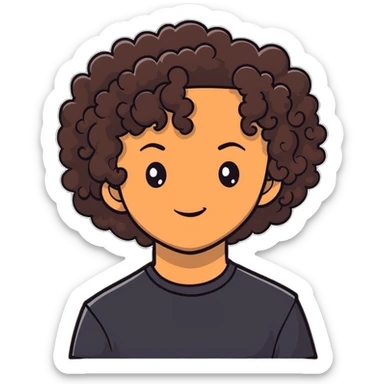 tan teenager with curly dark brown hair sticker