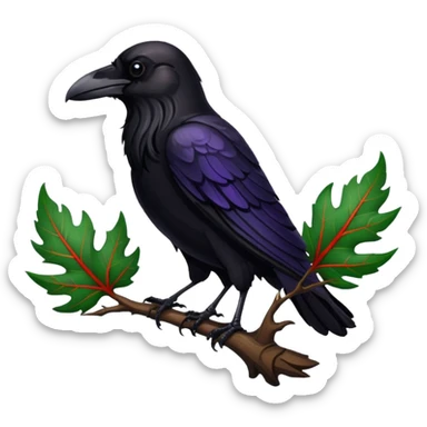 A raven holding a weirwood leaf sticker