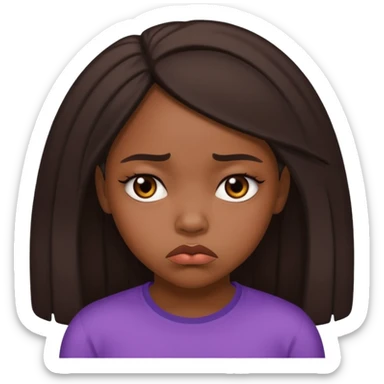 African American girl sad pouting face sticker