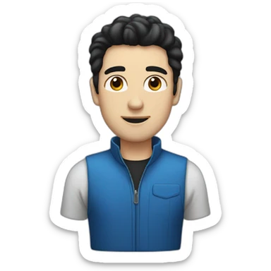 A man with black hair and blue eyes who likes cars sticker