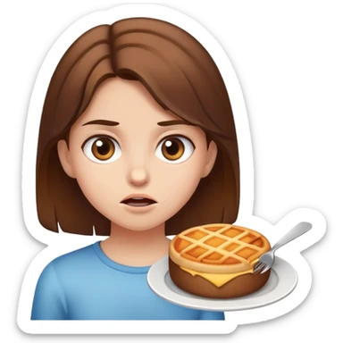 Girl with brown hair is hungry  sticker