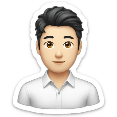 Handsome korean guy, shirt hair, black classess sticker