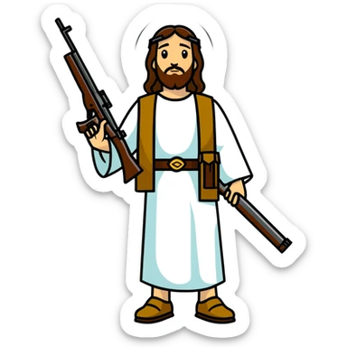 Jesus with rifles sticker