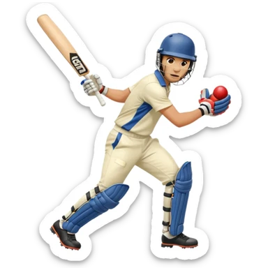 Right handed cricketer playing a front foot shot sticker