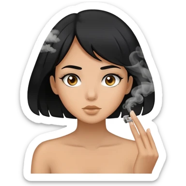 smoke coming out of black haired girls mouth  sticker