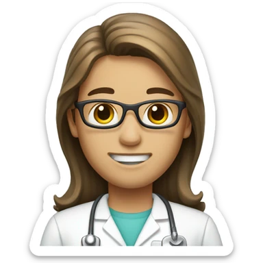 Dentist with long brown hair sticker