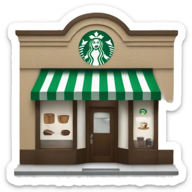 One coffee shop building with one starbucks logo sticker