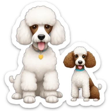 Brown poodle with a white poodle sticker