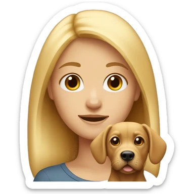 Blonde girl with light brown dog  sticker