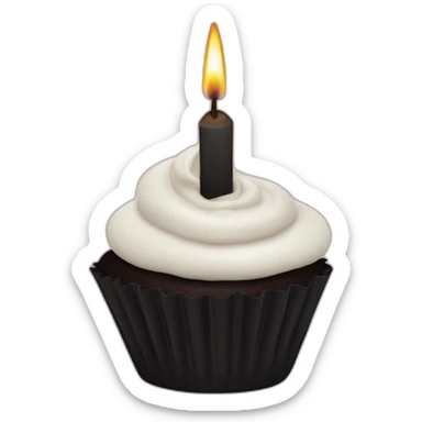 Black cupcake and one candle sticker