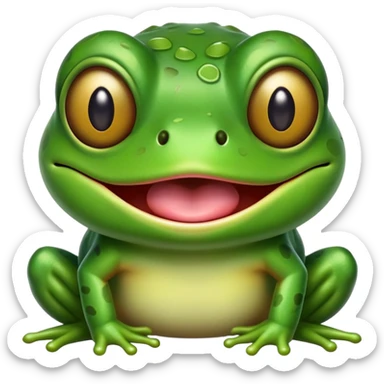 cute cross-eyed frog with tongue sticking out and silly grin sticker