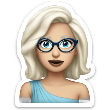 Real lady-gaga-sing-blue eyes- wearing glasses: sticker