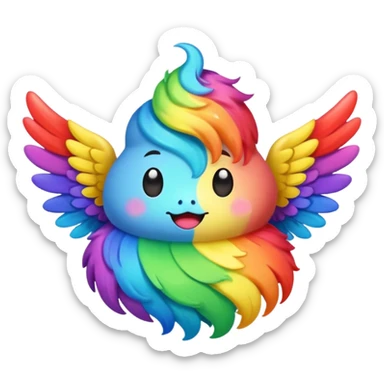 rainbow poop with wings sticker