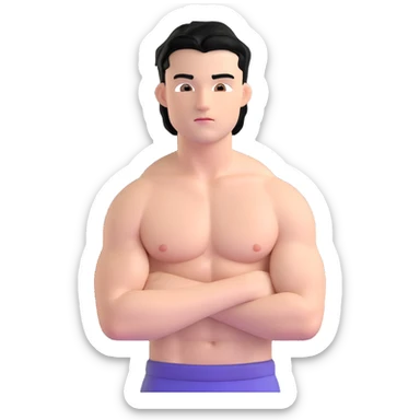 young white man with black hair, muscular, shirtless with nipple piercings sticker
