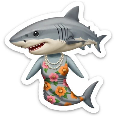 create me a slack emoji of a very old tiger shark dressed like a grandma sticker