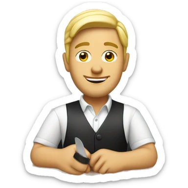 Blonde Caucasian man working in restaurant  sticker