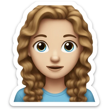 a white girl with blue eyes and wavy brown hair sticker