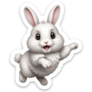 rabbit with buckteeth and crossed eyes jumping excitedly sticker
