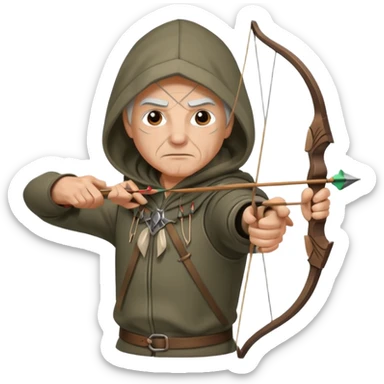 Archer âgé capuche position tir sticker