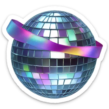 disco ball with ribbon on top sticker