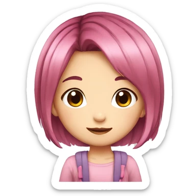 Little cute girl anime with dark pink hair  sticker