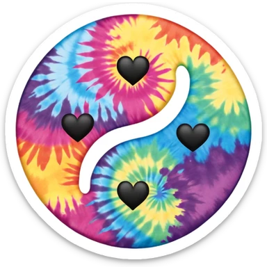 Tie dye ying yang with hearts as the opposite  sticker