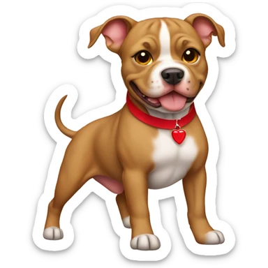 Light brown pitbull with ears cut and red bows sticker