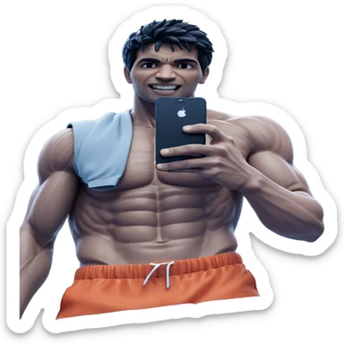 muscular male selfie outdoors sticker