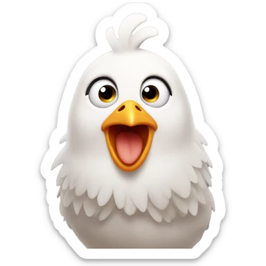 Cute chicken with surprised expression and exclamation mark hovering over head sticker