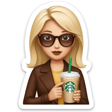 a diva with sunglasses and a starbucks drink  sticker